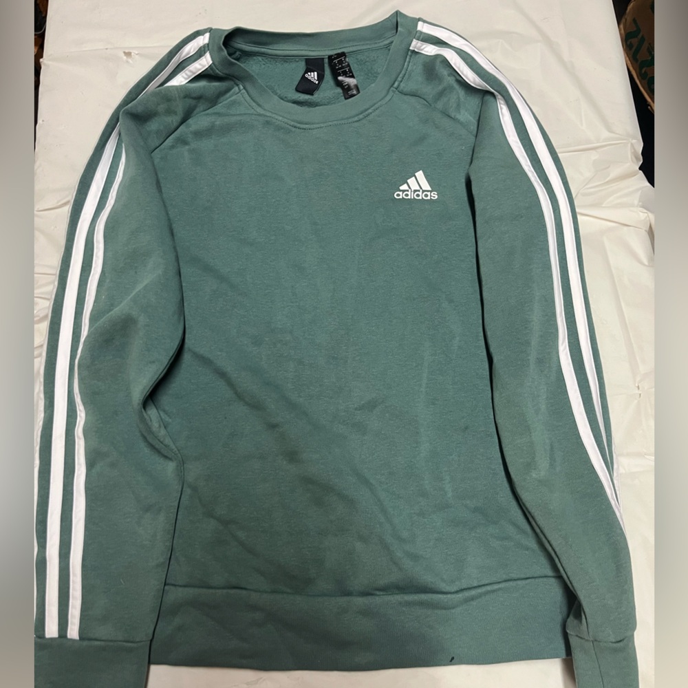 Adidas Green Sweatshirt with White Stripes